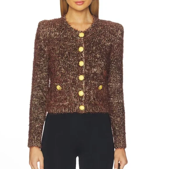 L'Agence Una Chocolate Brown Cardigan. NWT - Picture 4 of 8